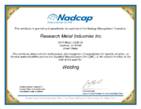 Nadcap Welding Certificate